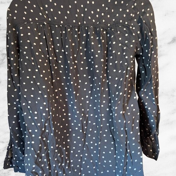 Loft Outlet Grey & White Polka Dot Button Down Long Sleeve Blouse - Picture 3 of 3